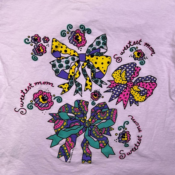 VTG Freestyle Graphic T Shirt Sweetest Bows Flowers Graphic Tee Women's Size L - Picture 7 of 8